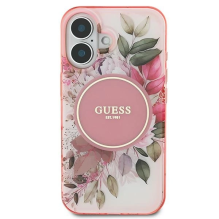 Guess IML Flower &amp; Tonal Circle MagSafe iPhone 16 Plus Case - Pink