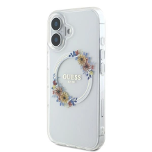 Guess IML Flowers Wreath MagSafe iPhone 16 Plus Case - Clear