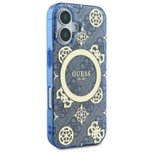 Guess IML Peony On 4G Background MagSafe case for iPhone 16 - blue