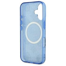 Guess IML Peony On 4G Background MagSafe case for iPhone 16 - blue