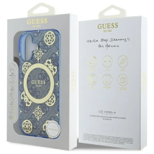 Guess IML Peony On 4G Background MagSafe dėklas iPhone 16 - mėlynas