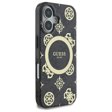 Guess IML Peony On 4G Background MagSafe case for iPhone 16 - black