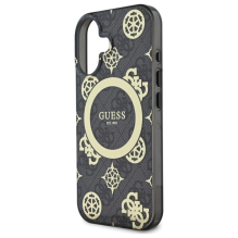 Guess IML Peony On 4G Background MagSafe case for iPhone 16 - black