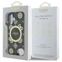 Guess IML Peony On 4G Background MagSafe dėklas iPhone 16 - juodas