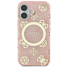 Guess IML Peony 4G fone MagSafe iPhone 16 dėklas – rožinis