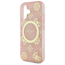 Guess IML Peony 4G fone MagSafe iPhone 16 dėklas – rožinis