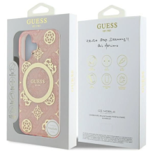 Guess IML Peony 4G fone MagSafe iPhone 16 dėklas – rožinis