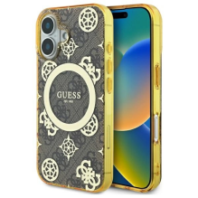 Guess IML Peony 4G fone MagSafe iPhone 16 dėklas – rudas