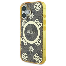 Guess IML Peony 4G fone MagSafe iPhone 16 dėklas – rudas