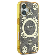 Guess IML Peony On 4G Background MagSafe iPhone 16 Case - Brown