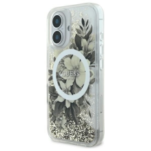 Guess Liquid Glitter Flower MagSafe iPhone 16 Case - Beige