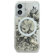 Guess Liquid Glitter Flower MagSafe iPhone 16 Case - Beige