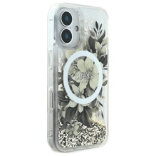 Guess Liquid Glitter Flower MagSafe iPhone 16 Case - Beige