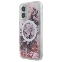 Guess Liquid Glitter Flower MagSafe iPhone 16 Case - Pink