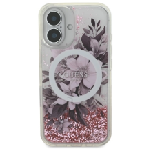 Guess Liquid Glitter Flower MagSafe iPhone 16 Case - Pink