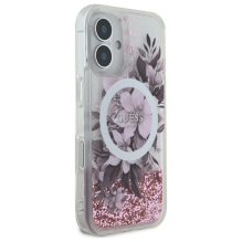 Guess Liquid Glitter Flower MagSafe iPhone 16 Case - Pink