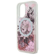 Guess Liquid Glitter Flower MagSafe iPhone 16 Case - Pink