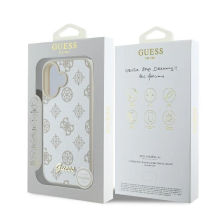 Guess Peony Script logotipas MagSafe iPhone 16 dėklas – baltas