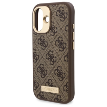 Guess 4G Logo Plate MagSafe iPhone 16 Case - Brown