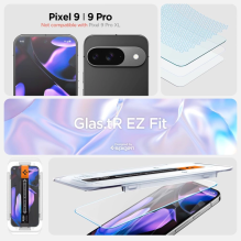 „Spigen Glas.tR EZ Fit“ grūdintas stiklas su aplikatoriumi, skirtas „Google Pixel 9 / 9 Pro“ (2 vnt.)