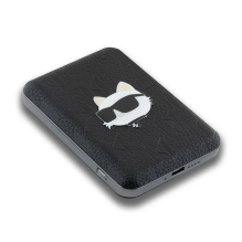 Karl Lagerfeld Powerbank indukcinis KLPB5FPGKSCHHK 16W 5000mAh juodas / juodas Choupette galvutės kaištis MagSafe