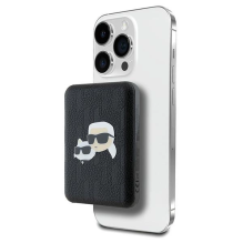 Karl Lagerfeld Powerbank indukcinis KLPB5FPGKSKCHK 16W 5000mAh juodas / juodas Karl&amp;Choupette galvos kaištis MagSafe