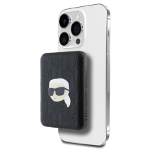 Karl Lagerfeld Powerbank indukcinis KLPB5FPGKSKIHK 16W 5000mAh juodas / juodas Karl Head Pin MagSafe