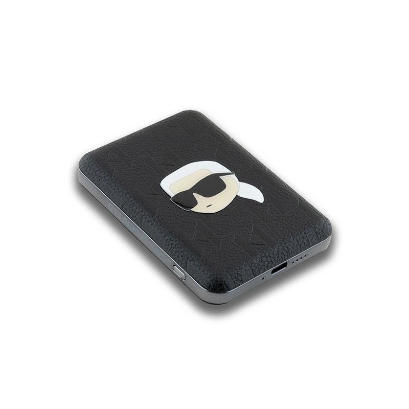 Karl Lagerfeld Powerbank indukcinis KLPB5FPGKSKIHK 16W 5000mAh juodas / juodas Karl Head Pin MagSafe