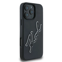 Karl Lagerfeld 3D Rubber Bicolor Signature iPhone 16 Pro Case - Black