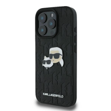 Karl Lagerfeld Monogram Karl &amp; Choupette Head Pin iPhone 16 Pro Case - Black