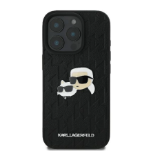 Karl Lagerfeld Monogram Karl &amp; Choupette Head Pin iPhone 16 Pro Case - Black