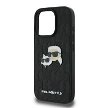 Karl Lagerfeld Monogram Karl &amp; Choupette Head Pin iPhone 16 Pro Case - Black