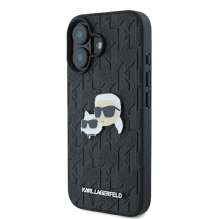 Karl Lagerfeld Monogram Karl &amp; Choupette Head Pin iPhone 16 Plus Case - Black