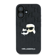 Karl Lagerfeld Monogram Karl &amp; Choupette Head Pin iPhone 16 Plus Case - Black