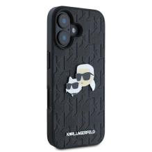 Karl Lagerfeld Monogram Karl &amp; Choupette Head Pin iPhone 16 Plus Case - Black