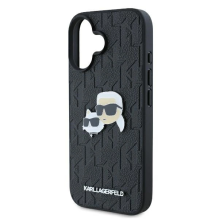 Karl Lagerfeld Monogram Karl &amp; Choupette Head Pin iPhone 16 Plus Case - Black