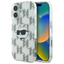 Karl Lagerfeld IML Choupette galvutė galvanizuota iPhone 16 dėklas – skaidrus