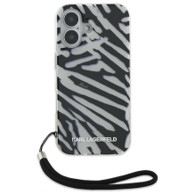 Karl Lagerfeld IML Zebra Pattern &amp; Cord iPhone 16 Case - Black