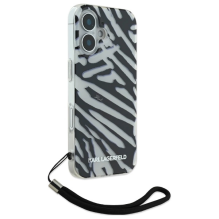 Karl Lagerfeld IML Zebra Pattern &amp; Cord iPhone 16 Case - Black