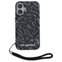 Karl Lagerfeld Zebra su laidu iPhone 16 dėklu – violetinė