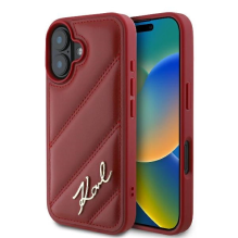 Karl Lagerfeld Diagonal Quilted Script iPhone 16 Case - Red