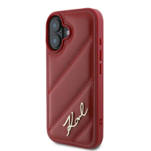 Karl Lagerfeld Diagonal Quilted Script iPhone 16 Case - Red