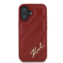 Karl Lagerfeld Diagonal Quilted Script iPhone 16 Case - Red