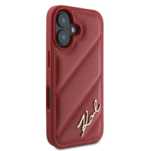 Karl Lagerfeld Diagonal Quilted Script iPhone 16 Case - Red