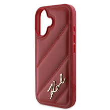 Karl Lagerfeld Diagonal Quilted Script iPhone 16 Case - Red