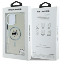 Karl Lagerfeld IML Metal Choupette galvutė MagSafe iPhone 16 Pro dėklas – baltas