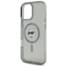 Karl Lagerfeld IML Metal Choupette Head MagSafe iPhone 16 Pro dėklas – juodas