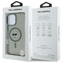 Karl Lagerfeld IML Metal Choupette Head MagSafe iPhone 16 Pro dėklas – juodas