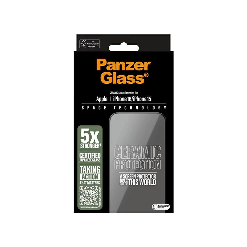 „PanzerGlass“ keraminė ekrano apsauga iPhone 16 6,1 colio, ypač platus, tinkamas 2853