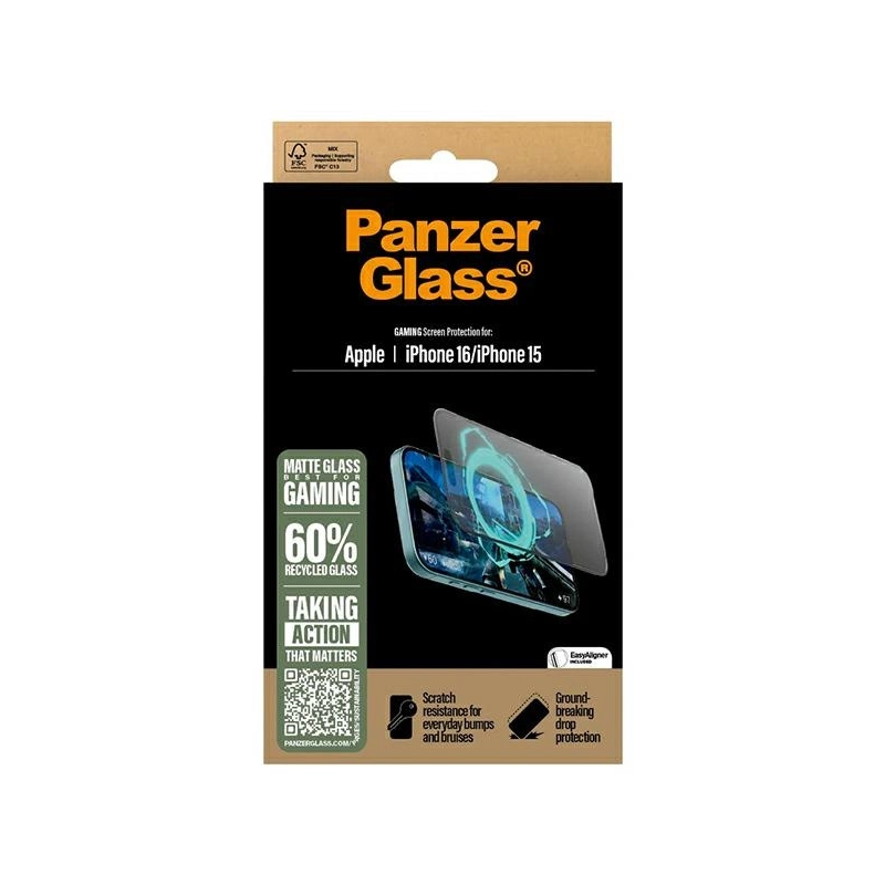 „PanzerGlass“ žaidimų ekrano apsauga iPhone 16 6,1 colio, ypač platus, tinkamas 2857